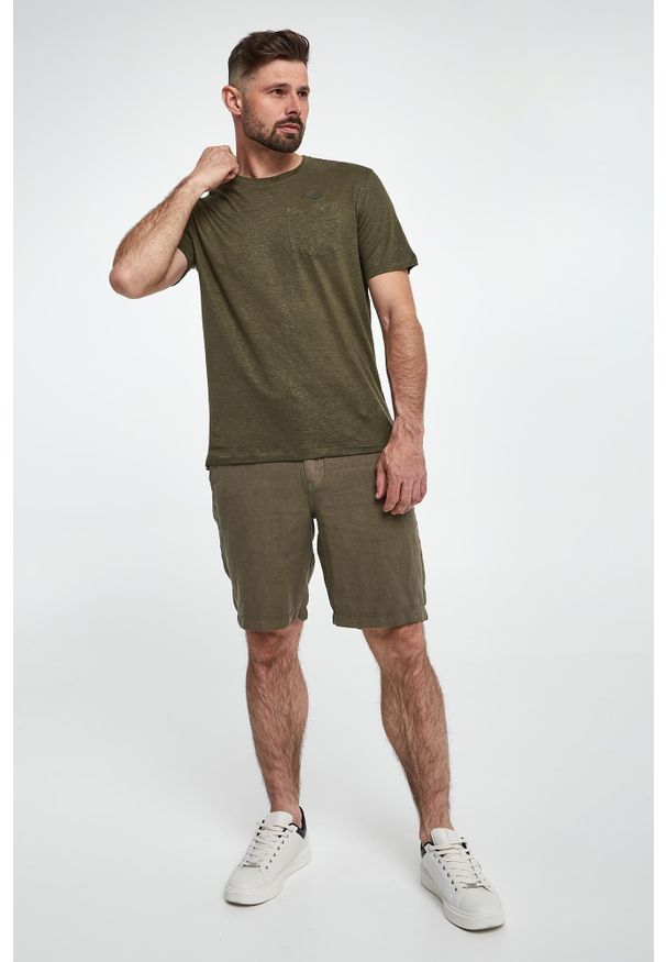 Aeronautica Militare - T-shirt męski lniany AERONAUTICA MILITARE. Materiał: len