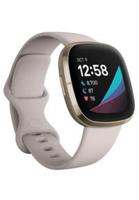 Fitbit by Google Sense złoto-beżowy. Kolor: złoty, wielokolorowy, beżowy. Materiał: skóra