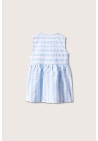 Mango Kids sukienka dziecięca Agata mini rozkloszowana. Kolor: niebieski. Typ sukienki: rozkloszowane. Długość: mini #2