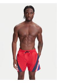 Pepe Jeans Szorty kąpielowe Red Bull Racing RMB10007 Czerwony Regular Fit. Kolor: czerwony. Materiał: syntetyk