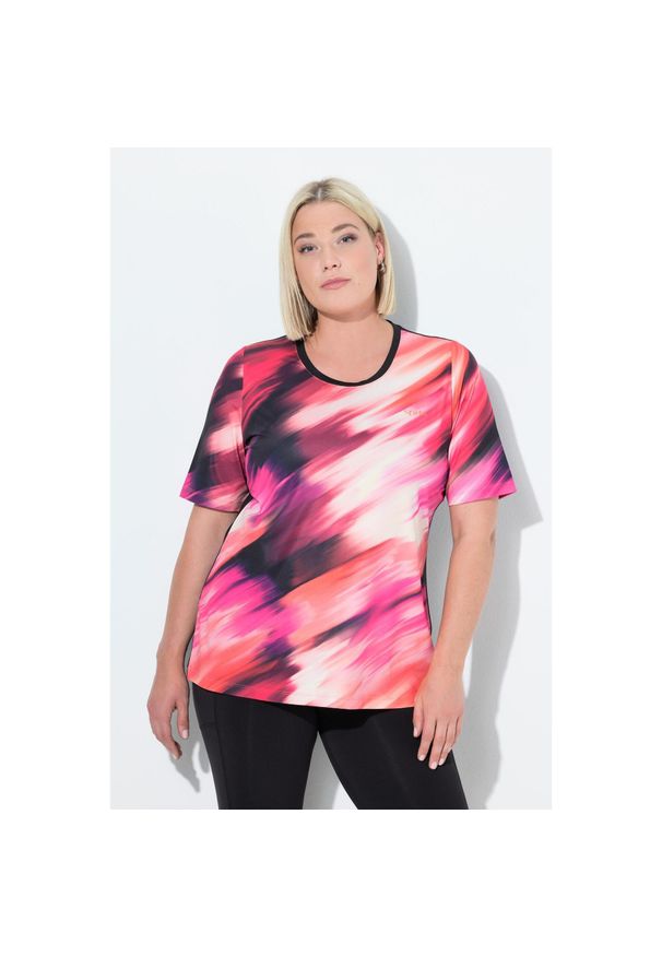 ULLA POPKEN - Damskie T-Shirt wycięcie na plecach okrągły dekolt rękaw 1/2. Kolekcja: plus size. Kolor: czerwony. Materiał: poliester, materiał, elastan