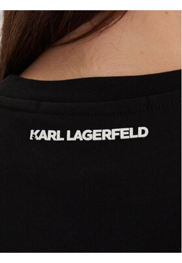 Karl Lagerfeld - KARL LAGERFELD T-Shirt A1W17129 Czarny Regular Fit. Typ kołnierza: dekolt w karo. Kolor: czarny. Materiał: bawełna