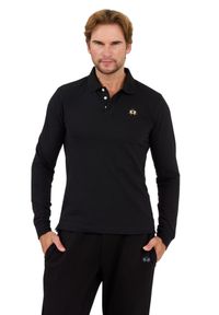 La Martina - LA MARTINA Czarny męski longsleeve polo Piquet Stretch, Rozmiar XL. Typ kołnierza: polo. Kolor: czarny. Długość rękawa: długi rękaw #3