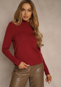 Renee - Bordowy Casualowy Sweter z Półgolfem w Minimalistycznym Stylu Seorienne. Okazja: na co dzień. Kolor: czerwony. Długość: długie. Styl: casual #1