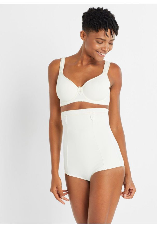 bonprix - Figi panty shape z wysoką talią i silnym stopniem modelowania sylwetki. Kolor: biały