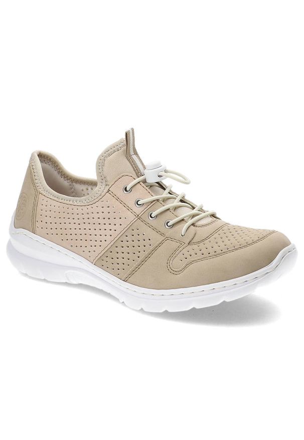 Beżowe Półbuty Rieker Wygodne Buty Damskie. Okazja: na co dzień. Zapięcie: bez zapięcia. Kolor: beżowy. Materiał: materiał, skóra ekologiczna. Szerokość cholewki: normalna. Obcas: na obcasie. Styl: casual. Wysokość obcasa: średni