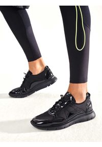 Kazar - Czarne sneakersy męskie. Kolor: czarny. Materiał: tkanina, skóra, lakier. Sport: bieganie #3