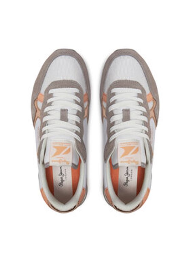 Pepe Jeans Sneakersy Brit Heritage W PLS31474 Biały. Kolor: biały. Materiał: skóra, zamsz
