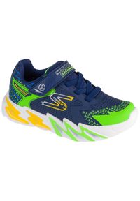 skechers - Buty do chodzenia dla dzieci Skechers Rymt Flex Glow. Zapięcie: rzepy. Kolor: niebieski. Materiał: materiał. Szerokość cholewki: normalna. Sport: turystyka piesza