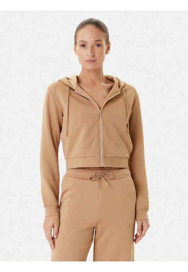 Guess Bluza V5YQ06 KBSL2 Brązowy Regular Fit. Kolor: brązowy. Materiał: syntetyk