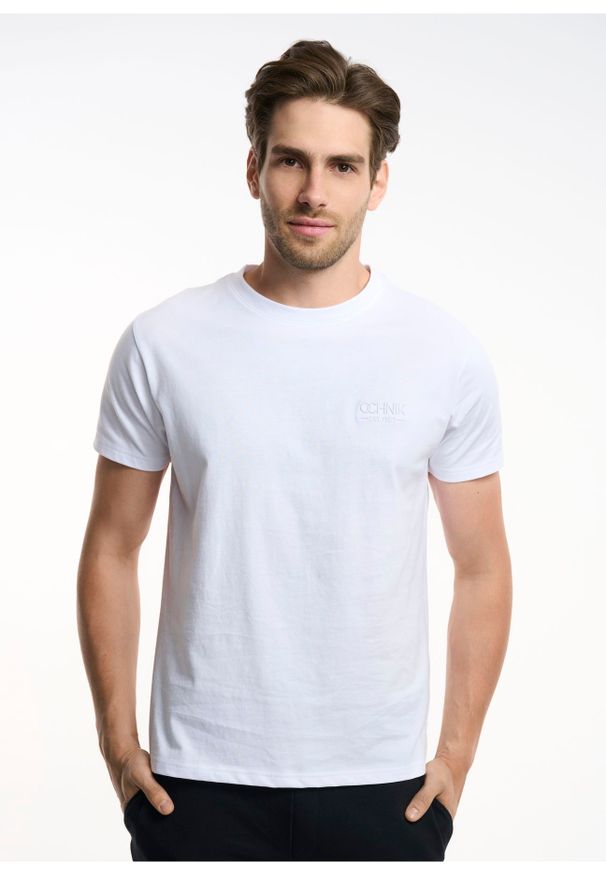 Ochnik - T-shirt męski. Kolor: biały. Materiał: bawełna