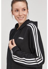 Adidas - adidas Bluza damska kolor czarny z kapturem z aplikacją. Okazja: na co dzień. Typ kołnierza: kaptur. Kolor: czarny. Wzór: aplikacja. Styl: casual #5