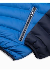 Ombre Clothing - Sportowa kurtka męska pikowana - niebieska V1 OM-JALP-0119 - XL. Kolor: niebieski. Materiał: poliester. Styl: sportowy #8