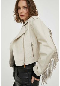 2NDDAY ramoneska skórzana damska kolor beżowy przejściowa. Kolor: beżowy. Materiał: skóra. Wzór: gładki #1