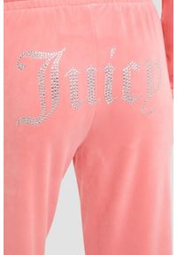 Juicy Couture - JUICY COUTURE Brzoskwiniowe damskie spodnie z cyrkoniami Tina, Rozmiar XS. Kolor: różowy. Materiał: materiał #5