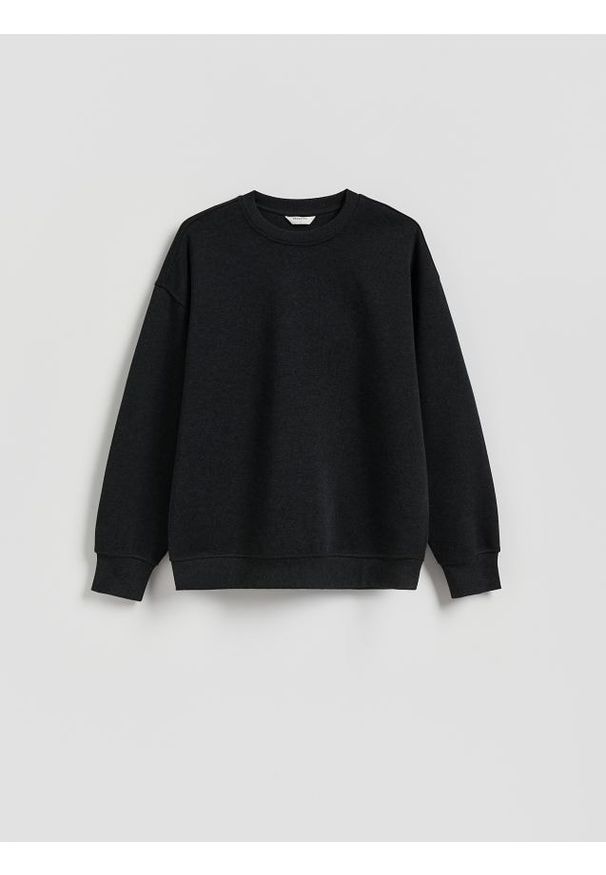 Reserved - Bluza z drobnym haftem - ciemnoszary. Kolor: szary. Materiał: bawełna, dzianina. Wzór: haft