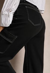 Renee - Czarne Szerokie Jeansy z Kieszeniami Cargo Nelsine. Kolor: czarny #2