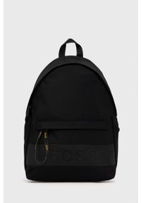 BOSS - Boss Plecak męski kolor czarny duży gładki. Kolor: czarny. Wzór: gładki