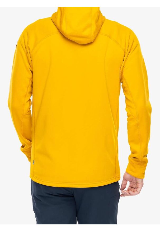 Fjällräven - Polar męski Fjallraven Abisko Grid Fleece Hoodie. Kolor: żółty. Materiał: polar. Sport: turystyka piesza