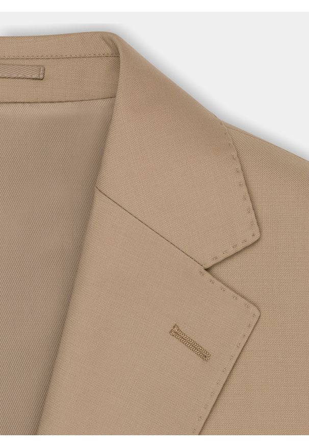 Pako Lorente - PAKO LORENTE – Beżowa garniturowa marynarka męska z wełną. Kolor: beżowy. Materiał: wełna. Styl: elegancki