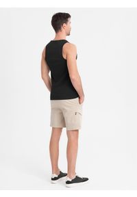 Ombre Clothing - Bawełniana męska koszulka basic na ramiączkach – czarna V3 - Rozmiar: M. Kolor: czarny. Materiał: bawełna. Długość rękawa: na ramiączkach. Sezon: lato #3