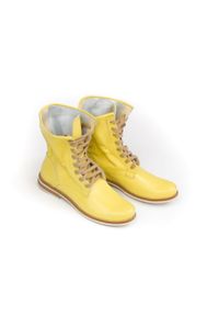 Zapato - sznurowane botki workery - skóra naturalna - model 424 - kolor bananowy (37). Okazja: na spacer. Wysokość cholewki: za kostkę. Kolor: żółty. Materiał: skóra. Styl: sportowy #2