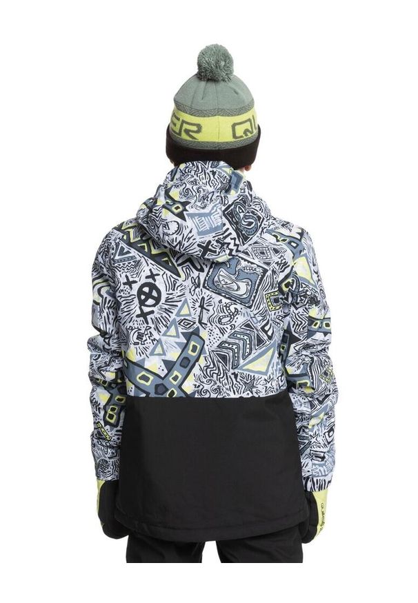 Quiksilver - Kurtka śnieżna dla Chłopcy MISSION Czarny. Kolor: czarny, zielony, wielokolorowy. Materiał: poliester, materiał. Sezon: zima. Sport: narciarstwo