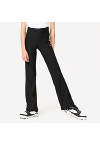 Decathlon - Legginsy fitness dziecięce Domyos rozkloszowane. Stan: podwyższony. Kolor: różowy. Materiał: poliester, materiał, elastan