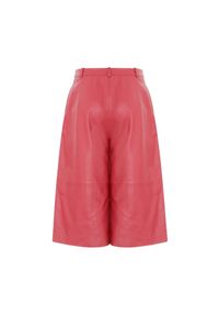 Ochnik - Różowe skórzane krótkie spodnie damskie. Stan: podwyższony. Kolor: różowy. Materiał: skóra. Długość: krótkie. Styl: elegancki #3