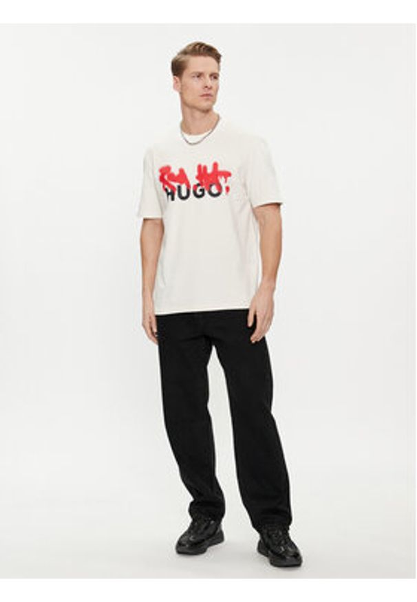 Hugo T-Shirt Dinricko 50508513 Biały Relaxed Fit. Kolor: biały. Materiał: bawełna