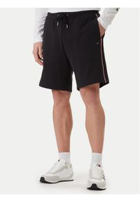 TOMMY HILFIGER - Tommy Hilfiger Szorty sportowe Global Stripe MW0MW42883 Czarny Regular Fit. Kolor: czarny. Materiał: bawełna. Styl: sportowy #1