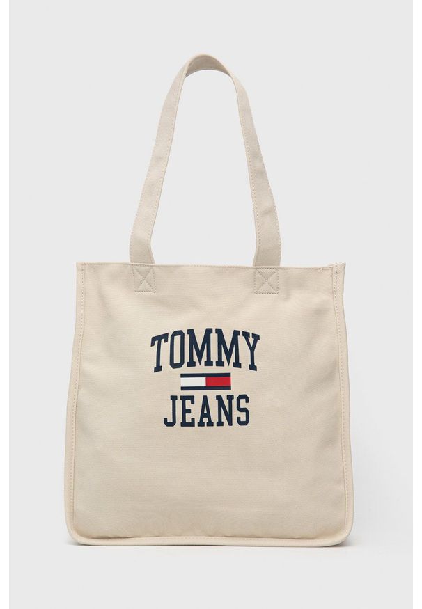 Tommy Jeans Torba kolor kremowy. Kolor: beżowy. Materiał: materiał, włókno