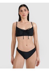 4f - 4F Góra od bikini damska - czarna S. Kolor: czarny. Materiał: materiał, syntetyk, elastan