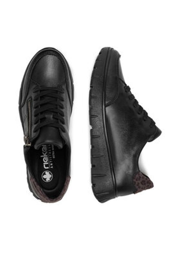 Rieker Sneakersy N1301-01 Czarny. Kolor: czarny. Materiał: skóra