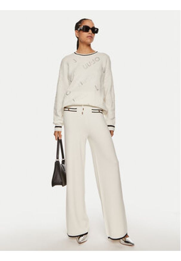 Liu Jo Sweter TF4173 MS55L C3447 Biały Regular Fit. Kolor: biały. Materiał: wełna, syntetyk