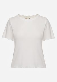 Born2be - Biała Bluzka Dzianinowa z Krótkim Rękawem Bellalanie. Kolor: biały. Materiał: dzianina. Długość rękawa: krótki rękaw. Długość: krótkie #6