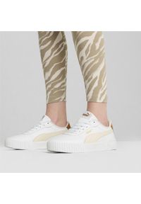 Puma - Damskie sneakersy Carina 2.0 PUMA White Frosted Ivory Caramel Latte Beige. Okazja: na plażę. Kolor: wielokolorowy, beżowy, biały. Sezon: lato. Sport: tenis