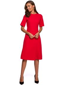 MOE - Sukienka z Kopertowym Dołem - Czerwona. Kolor: czerwony. Materiał: poliester, elastan. Typ sukienki: kopertowe #1