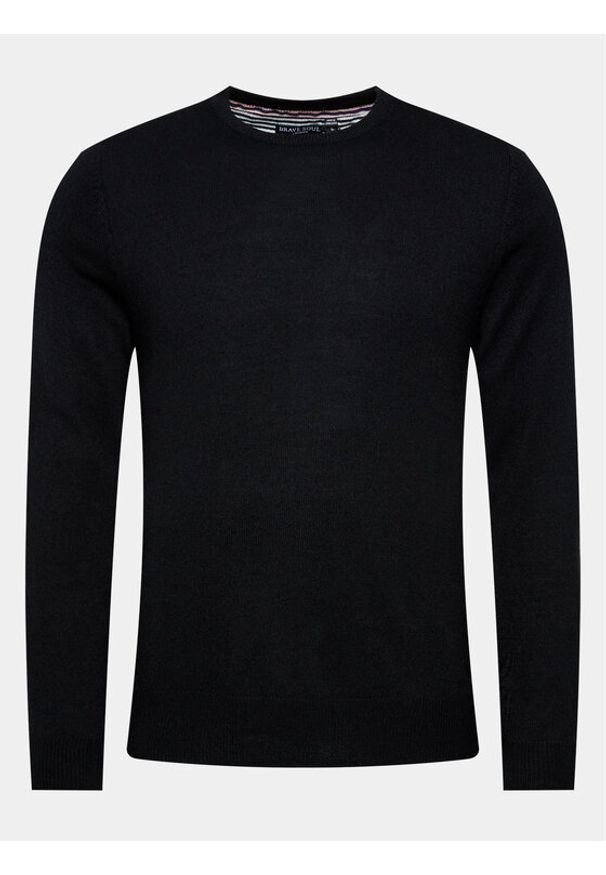 Brave Soul Sweter MK-279PARSEC7 Czarny Regular Fit. Kolor: czarny. Materiał: wiskoza