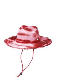 SENSI STUDIO ITALY - Różowy kapelusz ze sznurkiem tie-dye. Kolor: różowy, wielokolorowy, fioletowy. Wzór: aplikacja #2