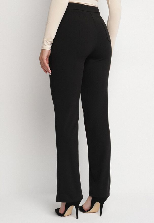 Born2be - Czarne Eleganckie Spodnie z Wiskozą i Wysokim Stanem Tatilira. Okazja: na co dzień. Stan: podwyższony. Kolor: czarny. Materiał: wiskoza. Styl: elegancki
