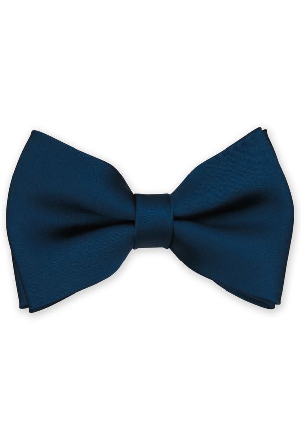 Modini - Granatowa jedwabna klasyczna mucha męska W26. Kolor: niebieski. Materiał: jedwab. Styl: klasyczny