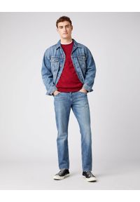 Wrangler - WRANGLER CREW KNIT MĘSKI SWETER KLASYCZNY BIKING RED W8A02PX2G 112141656. Materiał: denim. Styl: klasyczny #4