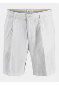 Jack & Jones - Jack&Jones Szorty materiałowe Jpstace 12252992 Biały Tapered Fit. Kolor: biały. Materiał: len, bawełna #8