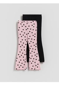 Reserved - Prążkowane legginsy z bawełny 2 pack - wielobarwny. Materiał: prążkowany, bawełna #1