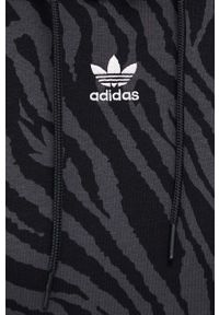 adidas Originals bluza damska kolor czarny z kapturem wzorzysta. Typ kołnierza: kaptur. Kolor: czarny. Materiał: materiał #5