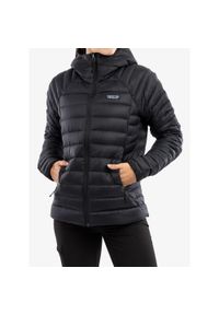 Kurtka puchowa damska Patagonia Down Sweater Hoody. Kolor: czarny. Materiał: puch. Sport: turystyka piesza