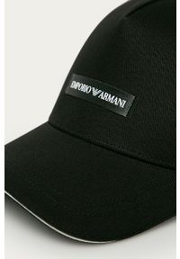 Emporio Armani czapka z daszkiem bawełniana kolor czarny. Kolor: czarny. Materiał: bawełna #4