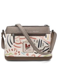 Torebka damska Anekke, z efektownym nadrukiem i metalowym logo zapinana na suwak, beżowa, 42743-184. Kolor: beżowy. Wzór: nadruk. Styl: elegancki, klasyczny, casual. Rodzaj torebki: na ramię #5