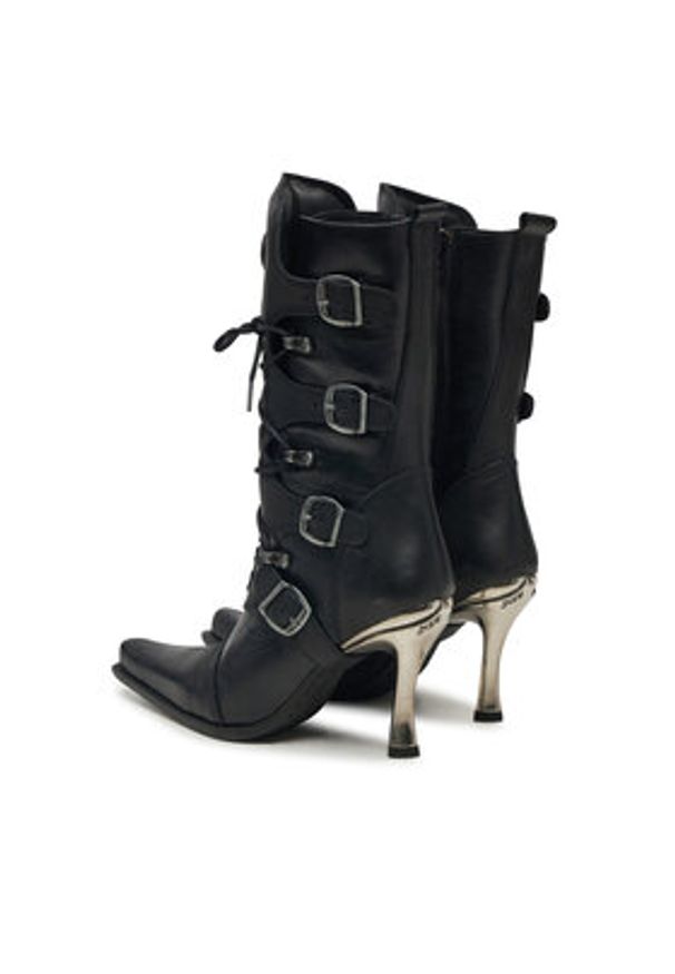 NEW ROCK Botki M-9373-S2 Czarny. Kolor: czarny. Materiał: skóra. Styl: rockowy